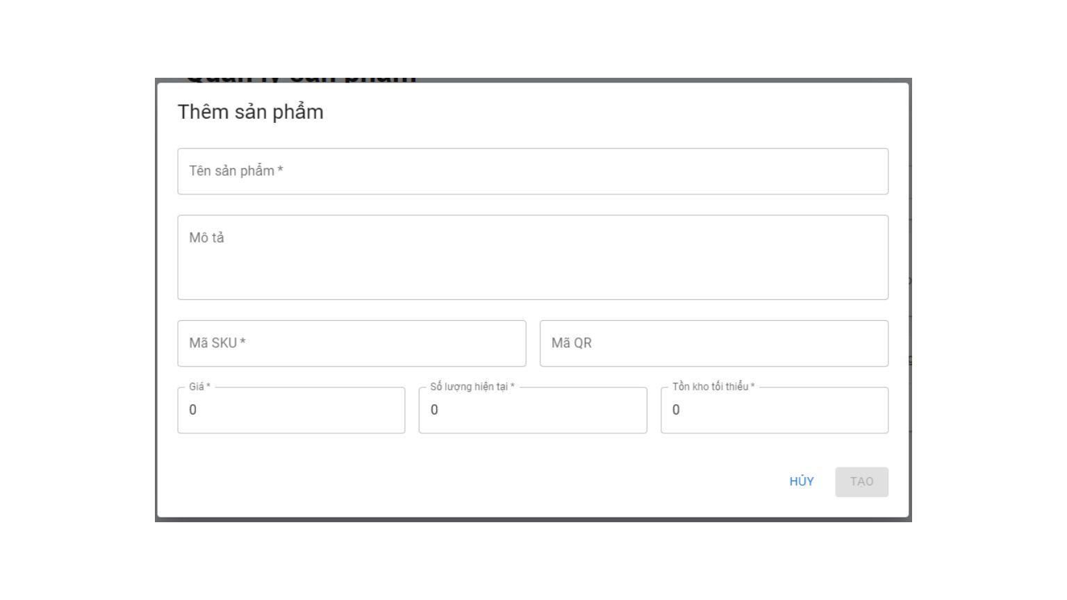 Giao diện thêm sản phẩm
